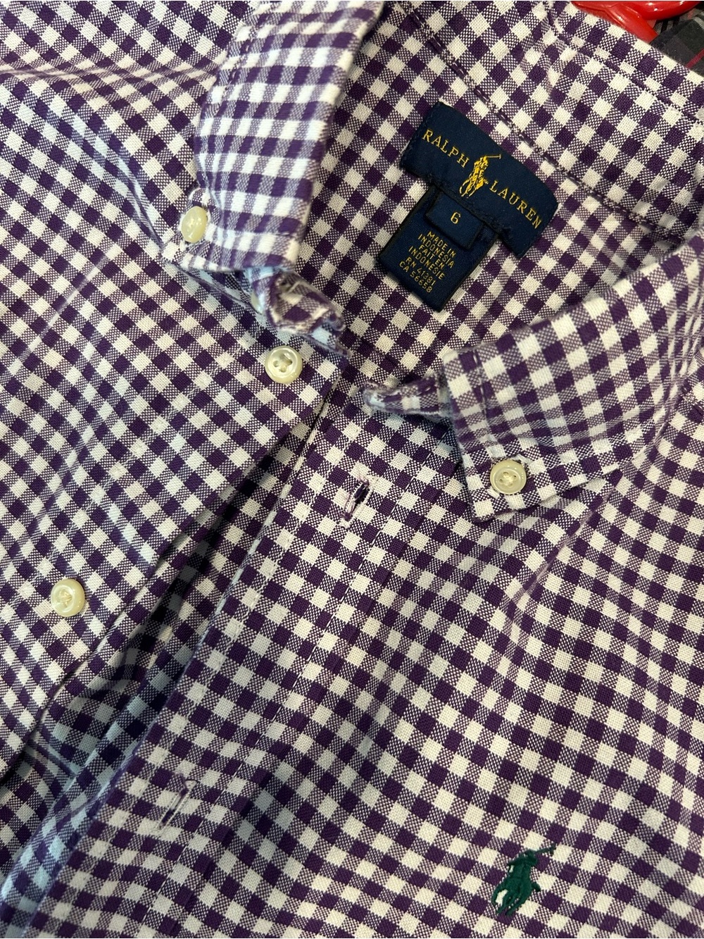 2- Polo Ralph Lauren Boys Button Down Shirt Bundle Size 5 & 6 EUC Gingham Plaid